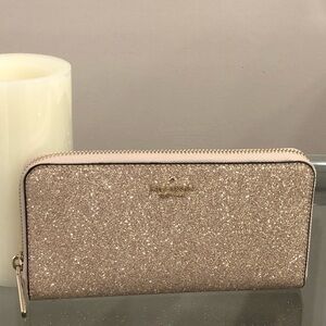 Kate Spade ♠️ glitter full size continental wallet zip around brand new SPARKLE